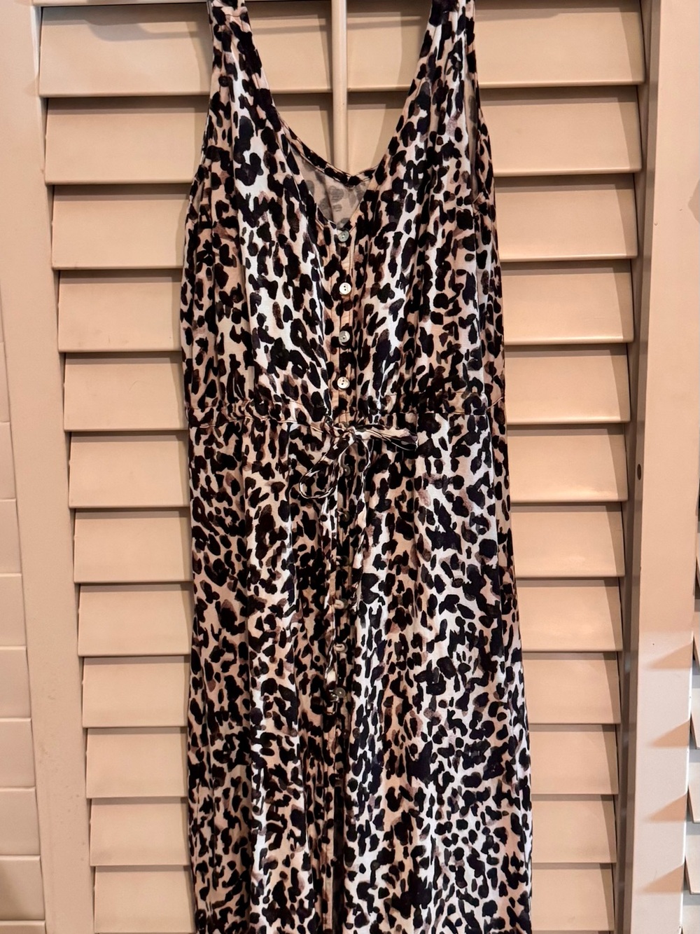 Cloth and Stone Sleeveless Leopard Print Tie-Waist Maxi Dress - Beige/Black